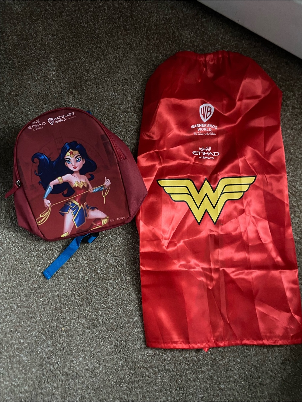 Etihad Airways Warner Bros DC Wonder Woman Kids Backpack Set